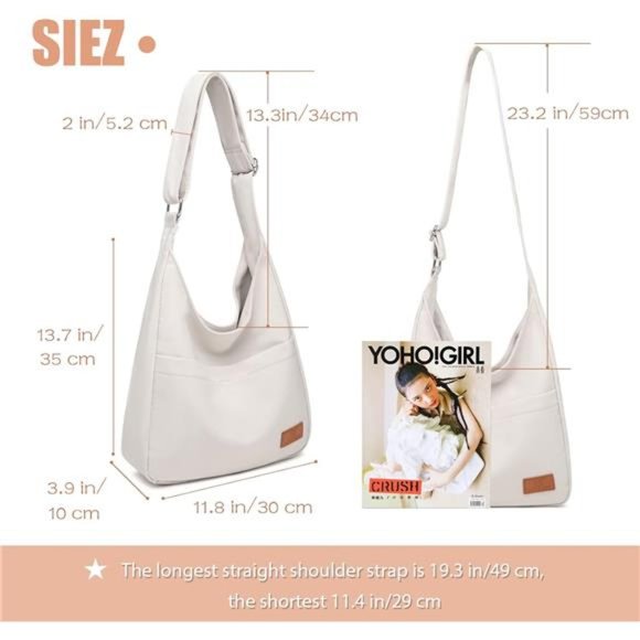 Canvas Tote Bag, Large Hobo Bags for Women Aesthetic Shoulder Purses Cute Simple - Picture 3 of 6